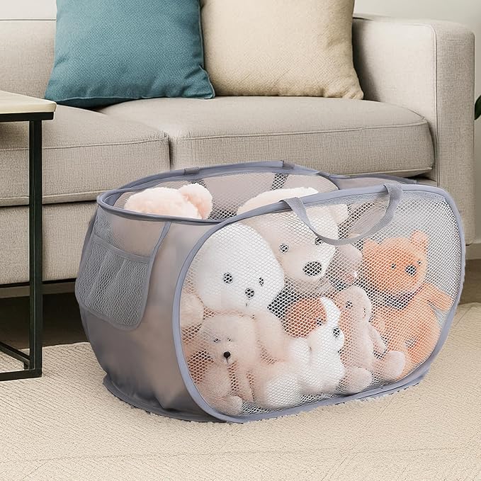 4 Pack Pop-Up Mesh Laundry Basket, Open Collapsible Laundry Baskets - Image 6