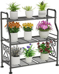 GIOTORENT Plant Stand Outdoor Indoor 3 Tier Metal Waterproof - 29.1" Plant Shelf for Patio, Balcony, Living Room, Large Capacity Tiered Plant Rack, Black by GIOTORENT