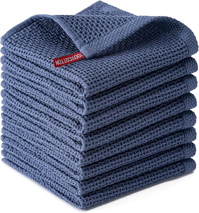 BOOMIBOO 8-Pack Kitchen Dish Cloths, 100% Cotton Waffle Weave, Ultra Soft by BOOMIBOO