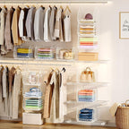 4" Extra Deeper Foldable Hanging Closet Organizer, Small Wire Cabinet Shelves - Image 2