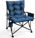 EVER ADVANCED Padded Oversized Folding Camping Chair for Adults, Heavy Duty Lawn Chair with Side Pockets, Portable Collapsible Quad Chair for Outside, Support Up to 500lbs, Blue by EVERADVANCED