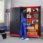 Yizosh Metal Garage Storage Cabinet with Locking Doors and Adjustable Shelves,- 75" Rolling Steel Tool Cabinet for Home Office,Garage,Warehouse - Image 2