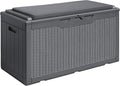 Devoko 100 Gallon Waterproof Large Resin Deck Box Outdoor Storage Box Indoor Lockable Storage Container with Cushion for Patio Furniture Garden Pool Cushions (Grey) by DEVOKO