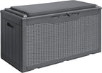 Devoko 100 Gallon Waterproof Large Resin Deck Box Outdoor Storage Box Indoor Lockable Storage Container with Cushion for Patio Furniture Garden Pool Cushions (Grey) by DEVOKO
