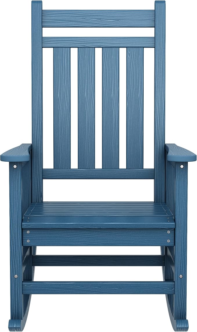 SERWALL Oversized Rocking Chair, Outdoor Rocking Chair for Adults, All Weather Resistant Porch Rocker for Lawn Garden, Blue - Image 6