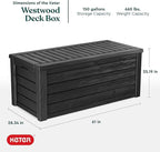 Keter Westwood 150 Gallon Resin Large Outdoor Storage Box for Patio Furniture, Outdoor Cushions, Garden Tools and Pool Floats, Dark Grey - Image 2