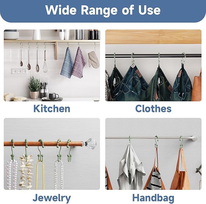 Titanker Shower Curtain Hooks Rings, Rust-Resistant Metal Double Glide Shower - Image 6