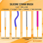 12.5" Silicone Bottle Brush & Straw Cleaner Brush Set | Water Bottle Cleaner - Image 4