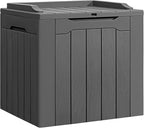 Flamaker Deck Box 31 Gallon Waterproof Resin Small Deck Box with Lid, Indoor Outdoor Package Delivery Box, Organization and Storage for Patio Furniture, Garden Tools, Outdoor Cushions (Grey) by Flamaker