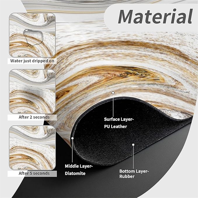 Kitchen Sink Splash Guard，White-grey gold marble Faucet Mat Sink Gadgets-Super - Image 4