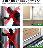 Sliding Door Security Bar, Door Jammer 2-in-1 Adjustable, Door Stoppers - Image 5