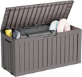 Outdoor Storage Box, Resin Deck Boxes Indoor and outdoor, Waterproof Storage Box Lockable Lid (Grey, 85 Gallon) by NBYSGO