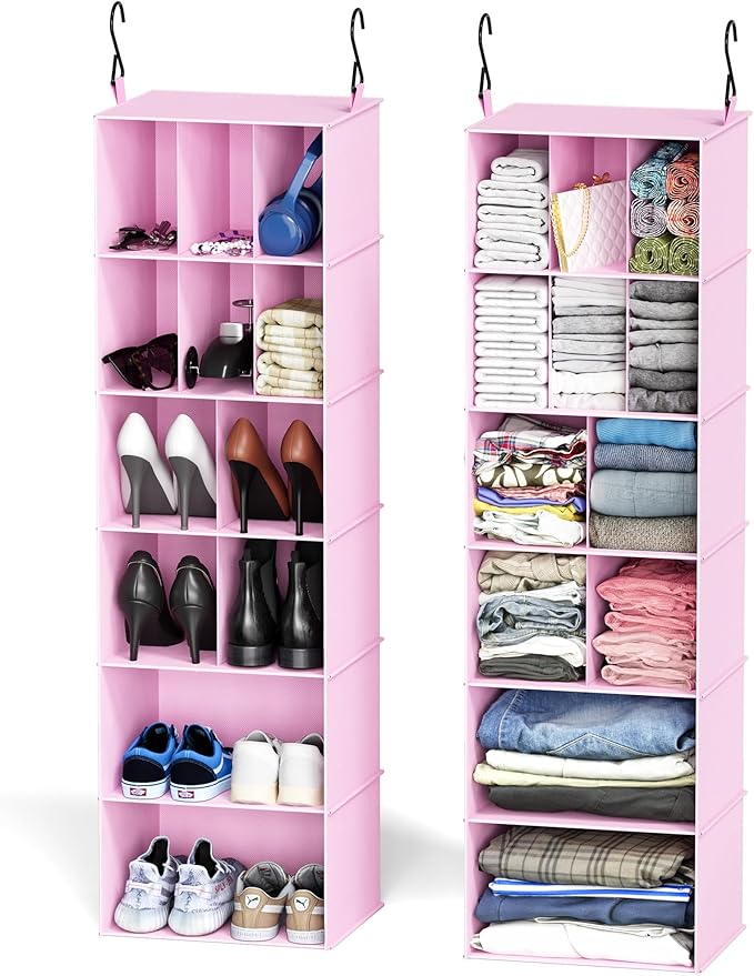 SpaceAid 2 Pack Hanging Closet Organizer and Storage by SpaceAid