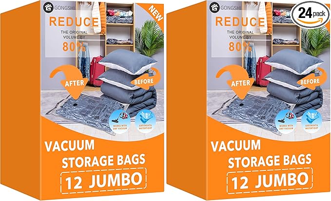 Vacuum Storage Bags Jumbo, Plastic Packaging Bags, Space Saver Sealer by GONGSHI