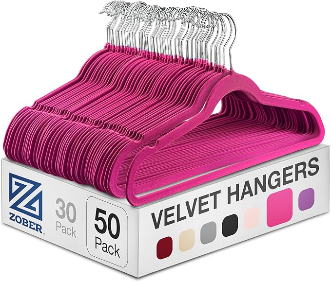 Zober Velvet Hangers 50 Pack by ZOBER