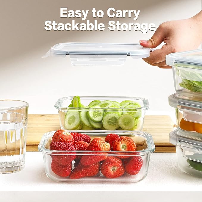 HOMBERKING 10 Pack 22oz Glass Meal Prep Containers, Food Storage Containers - Image 6