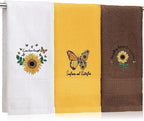 3 Pcs Sunflower Butterfly Hand Towels by SmoothNovelty