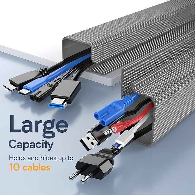 Delamu 62.8in Under Desk Cable Management, Safe & Tidy Cable Management Under - Image 6