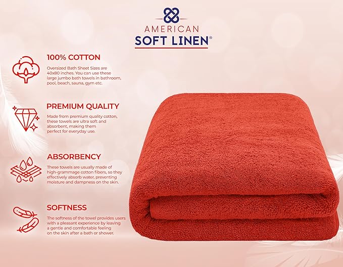 American Soft Linen 100% Cotton 600 GSM Turkish 40x80 Oversized Bath Towel Sheet - Image 4