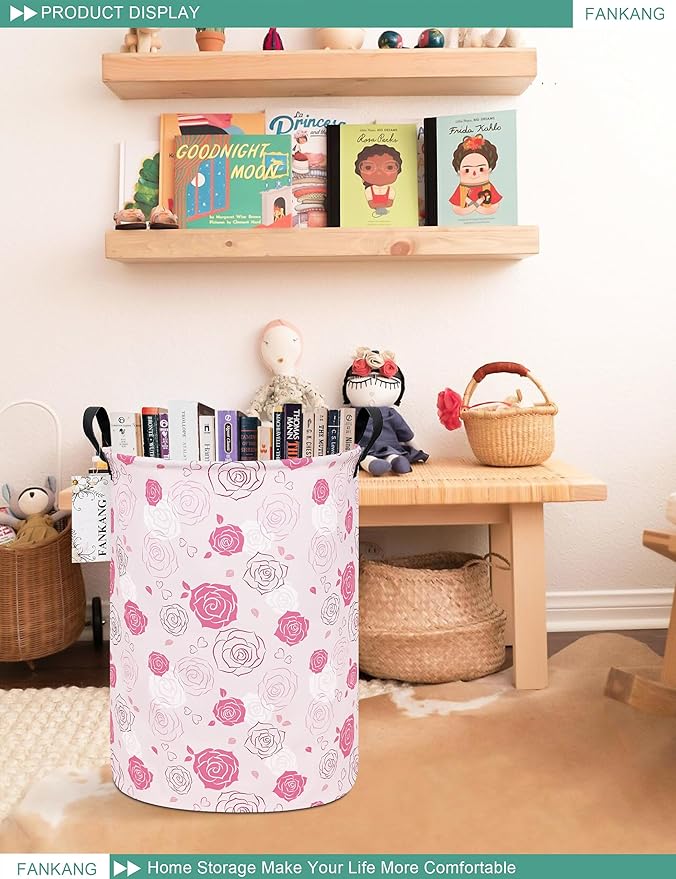 FANKANG Storage Basket, Nursery Hamper Canvas Laundry Basket Foldable - Image 5