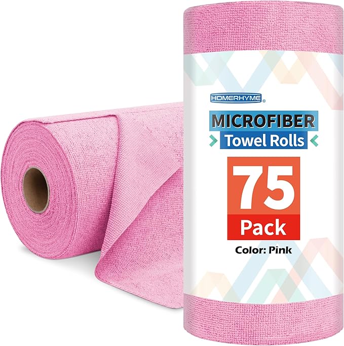 HOMERHYME Microfiber Cleaning Cloth Roll, 75 Pack Tear Away Microfiber Towel by HOMERHYME