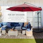 Best Choice Products 10ft Offset Cantilever Hanging Market Patio Umbrella, 8 Sturdy Ribs, Easy Adjustment - Burgundy - Image 3