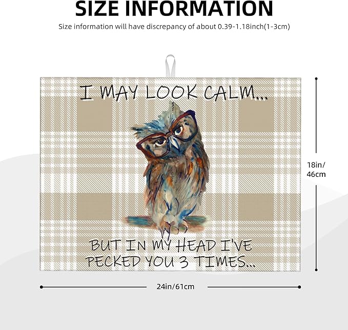 Kitchen Drying Mat Funny Owl Dish Drainer Mat - Image 4