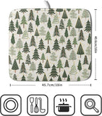 Christmas Dish Drying Mat for Kitchen Counter 16x18 Green Xmas Tree Block Print - Image 2