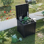 ROJIK Outdoor Storage Housing Deck Box - Waterproof Patio Furniture, Garden Tools, Cushions, Pool Accessories Storage Bench with Lockable Lid and Side Handles (Black, 50 Gal) - Image 6