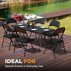 4 Pack Leather Chair | Foldable & Stackable | 350 lbs Capacity Steel Frame Seats for Indoor or Outdoor | Commercial Use Events Wedding Party Events Bulk Picnic Kitchen Dining - Black - Image 7