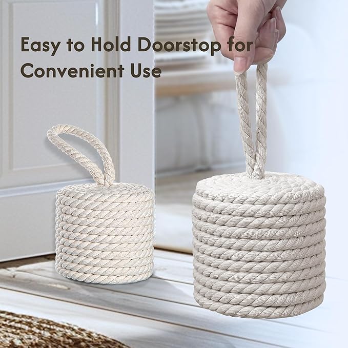 Elegant White Cotton Rope Door Stopper - Image 6