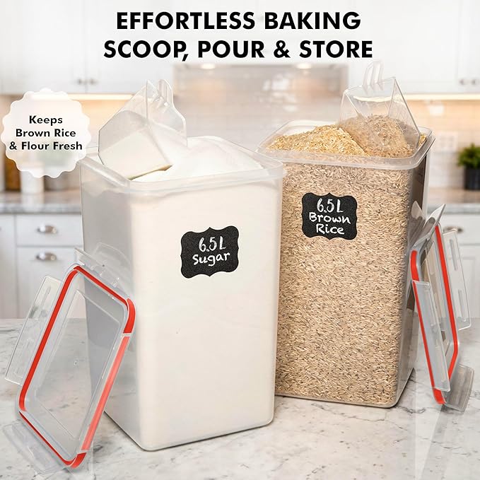 WHITE FEATHER SUPPLIES 2 PC Large Flour Sugar Storage Containers - Image 2