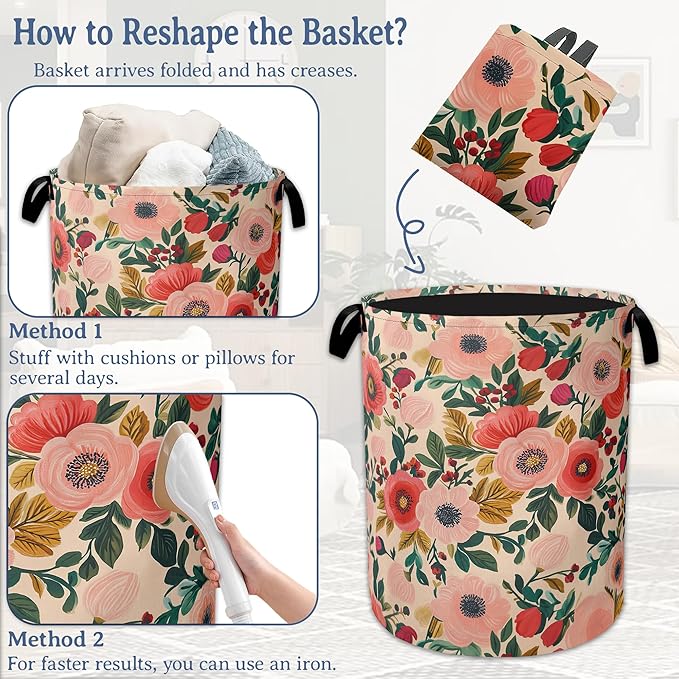 Vintage Flowers Laundry Hamper - Image 6