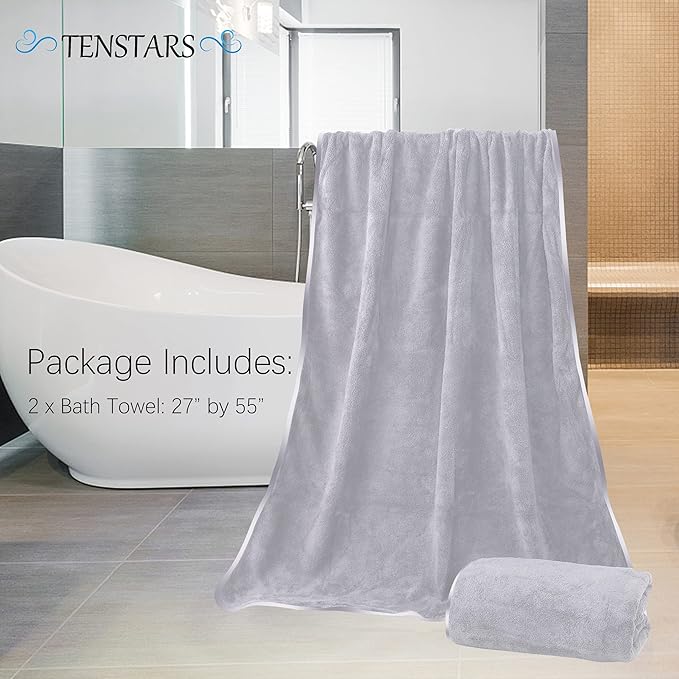 TENSTARS Silk Hemming Bath Towels - Image 2