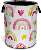 Colorful Rainbow Stars Laundry Basket Foldable Oxford Cloth Funny Tote Bag by NUTAINLA