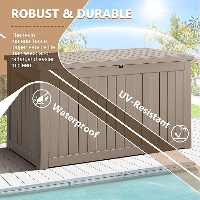 Devoko XXL 230 Gallon Resin Large Deck Box Waterproof Outdoor Storage Box Loackable for Patio Furniture Cushions and Garden Tools - Image 5