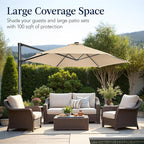 Best Choice Products 10ft Offset Cantilever Hanging Market Patio Umbrella, Smooth 360° Rotation, 8 Sturdy Ribs, Easy Adjustment - Sand - Image 4
