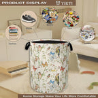 Laundry Hamper, Watercolor Bird Laundry Basket, Spring Flower Butterfly - Image 4