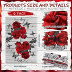 Breling Set of 6 Valentine's Day Red Rose Kitchen Towels Vintage Flowers Dish - Image 2