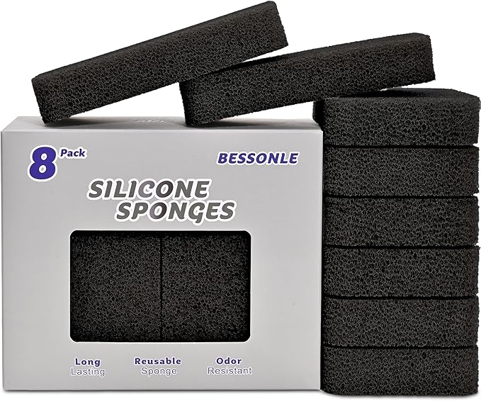8 Pack Silicone Scrubbing Sponges, Heavy-Duty, Non-Scratch Kitchen Sponges by Unknown