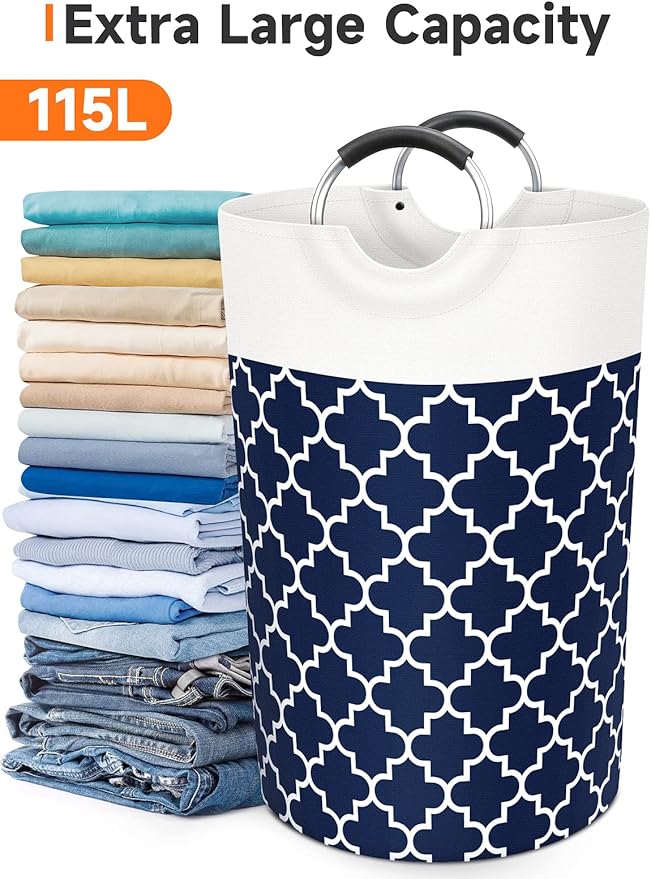 Large Laundry Basket Laundry Hamper Bag Washing Bin Clothes Bag Collapsible Tall - Image 5