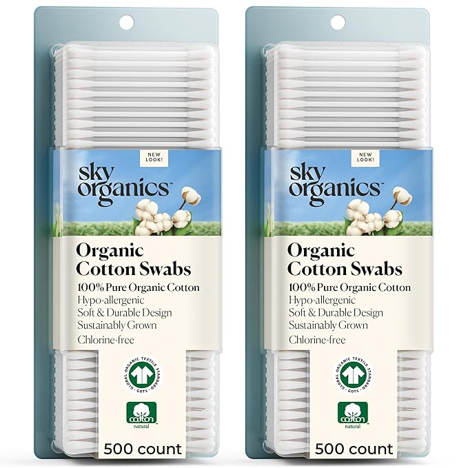 Sky Organics - Organic Cotton Swabs, 1000 ct. - Ultra Soft Tips - Strong & by SkyOrganics