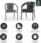 Flash Furniture Lila Modern Rattan Indoor/Outdoor Stackable Dining Chairs, Stacking Rattan Bistro Chairs for Patio or Restaurant, Set of 4, Gray - Image 4