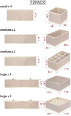 12 Pack Foldable Drawer Organizer Dividers Cloth Storage Box Closet Dresser - Image 2