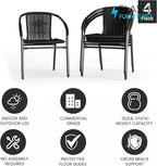 Flash Furniture Lila Modern Rattan Indoor/Outdoor Stackable Dining Chairs, Stacking Rattan Bistro Chairs for Patio or Restaurant, Set of 4, Black - Image 4