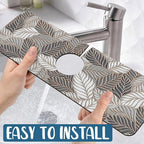 Embossed Leaf Texture Sink Splash Guard Grey Leaf Faucet Absorbing Mat Fast - Image 5