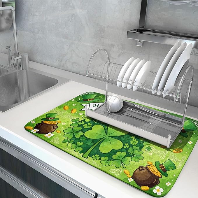 Happy St. Patrick's Day Dish Drying Mat 18 x 24 Inch - Image 5