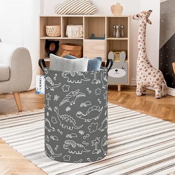 Round Dinosaur Waterproof Laundry Hampers Gift Basket Children's Toy Organizer - Image 7