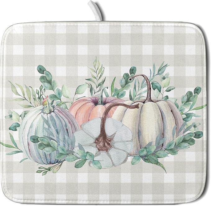Fall Colorful Pumpkin Dish Drying Mat by Sweetshow
