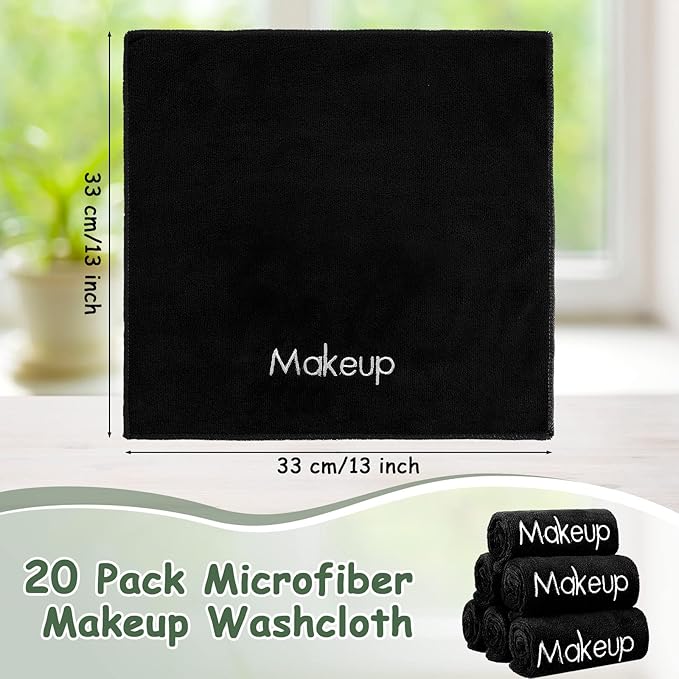 Shimeyao 20 Pack Makeup Towels Black Makeup Washcloths - Image 2